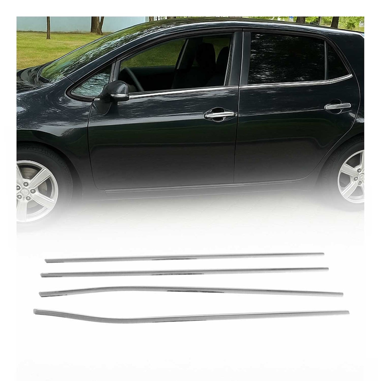Benzi decorative pentru geamuri pentru Toyota Auris 2006-2012, oțel inoxidabil cromat, 4 bucăți