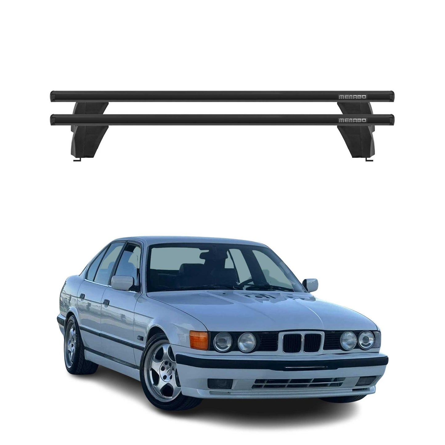Menabo Dachträger Grundtäger für BMW 5er E39 Limo 1995-2003 75kg Alu Schwarz 2x