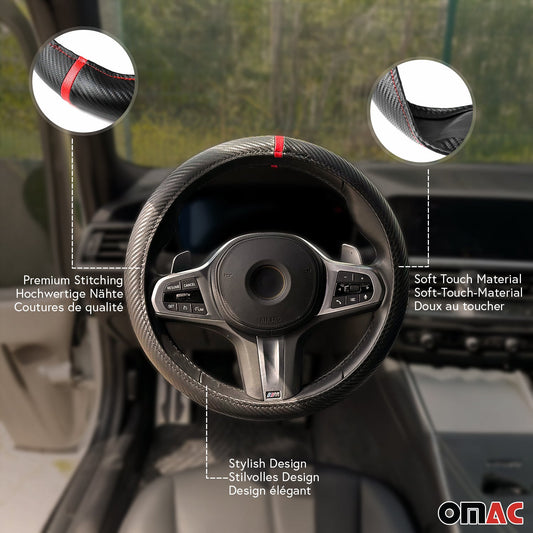 Lenkradbezug Lenkradschoner Lenkrad abdeckung Schwarz Rot Streifen Ø 38-40 cm