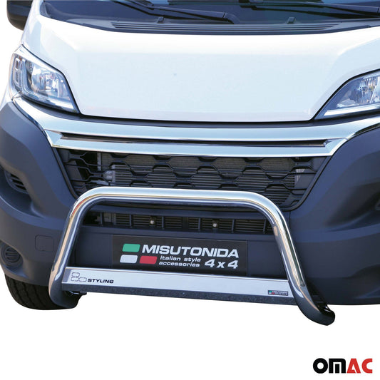 Bară de protecție/buffer față din oțel inoxidabil pentru Citroen Jumper 2014-2025, gri, Ø 63 mm