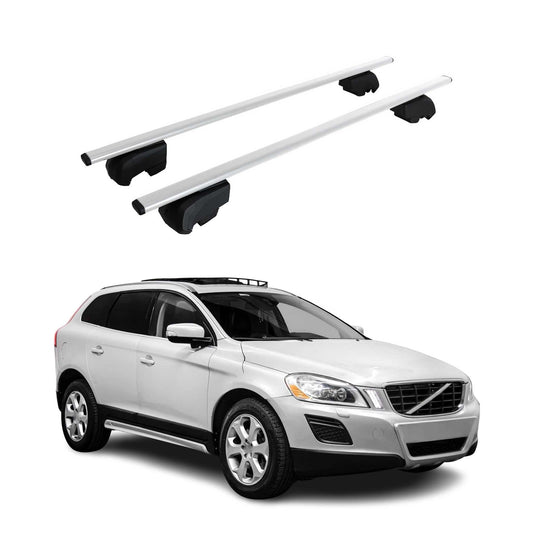 Portbagaj de plafon pentru Volvo XC60 mk1 2008-2017 75kg metal argintiu 2 buc