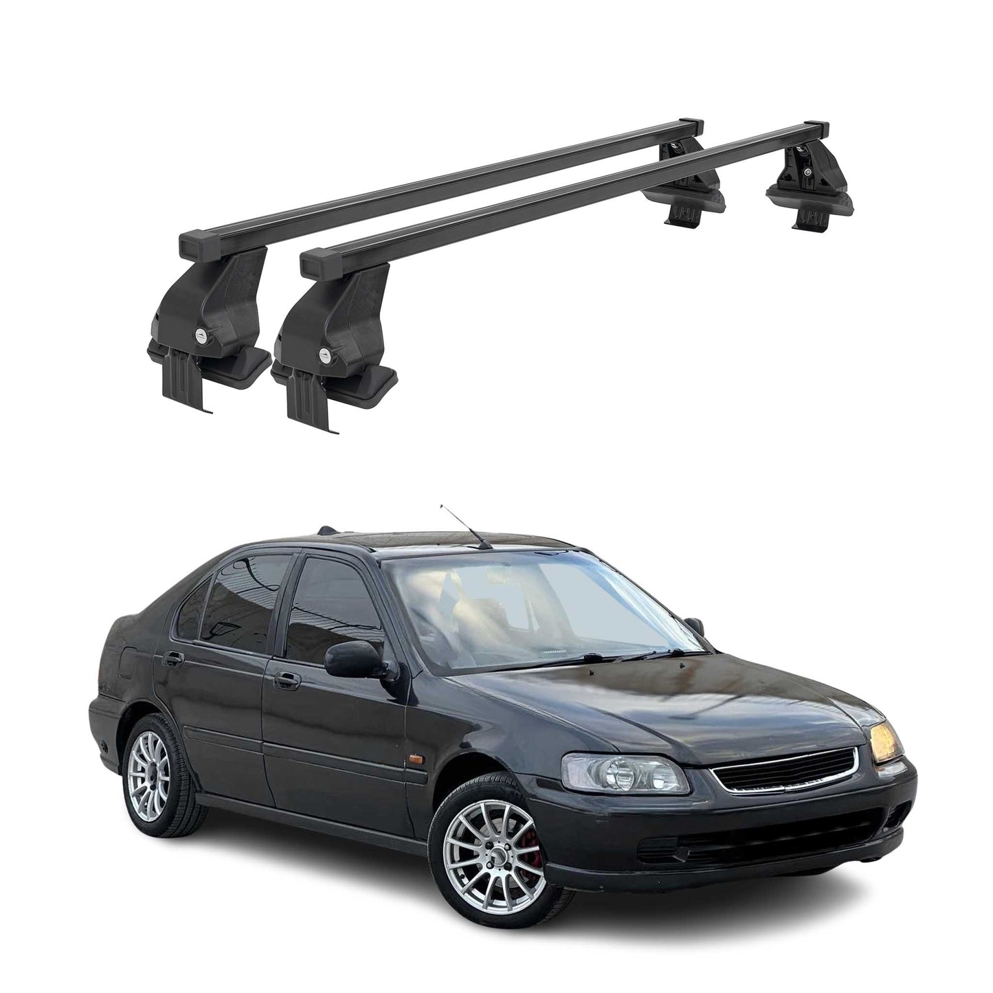 Menabo Dachträger für Honda Civic mk6 Schrägheck 1995-2000 50kg Stahl Schwarz 2x