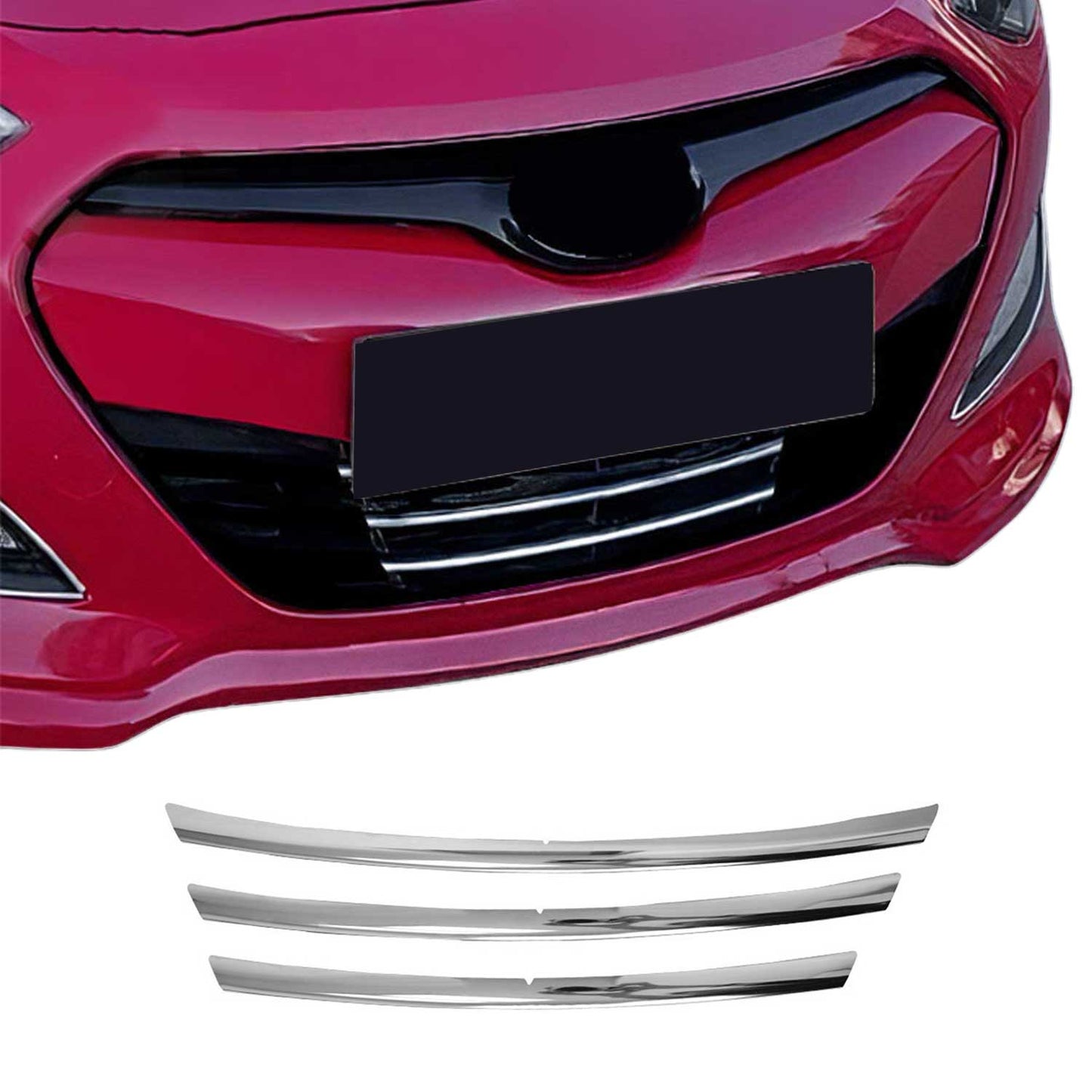 Benzi decorative grilă auto pentru Hyundai i30 2012-2017, oțel inoxidabil, argintiu, set 3 piese