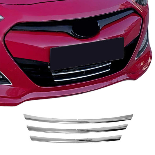 Benzi decorative grilă auto pentru Hyundai i30 2012-2017, oțel inoxidabil, argintiu, set 3 piese
