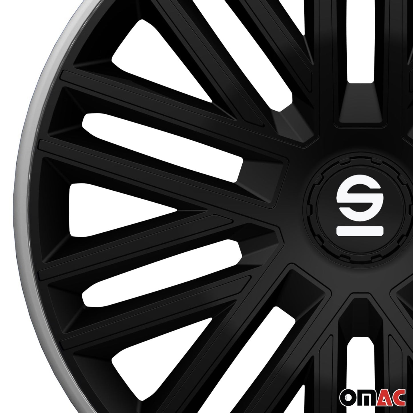 Radkappen Radzierblenden Sparco Bergamo 15" Zoll Abdeckung Set Schwarz Grau 4x