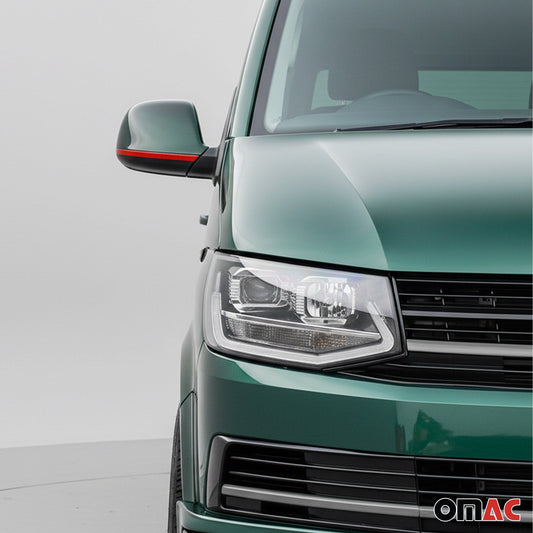 Spiegelkappen Leiste für VW Transporter T5 2010-2015 Edelstahl Rot 2tlg