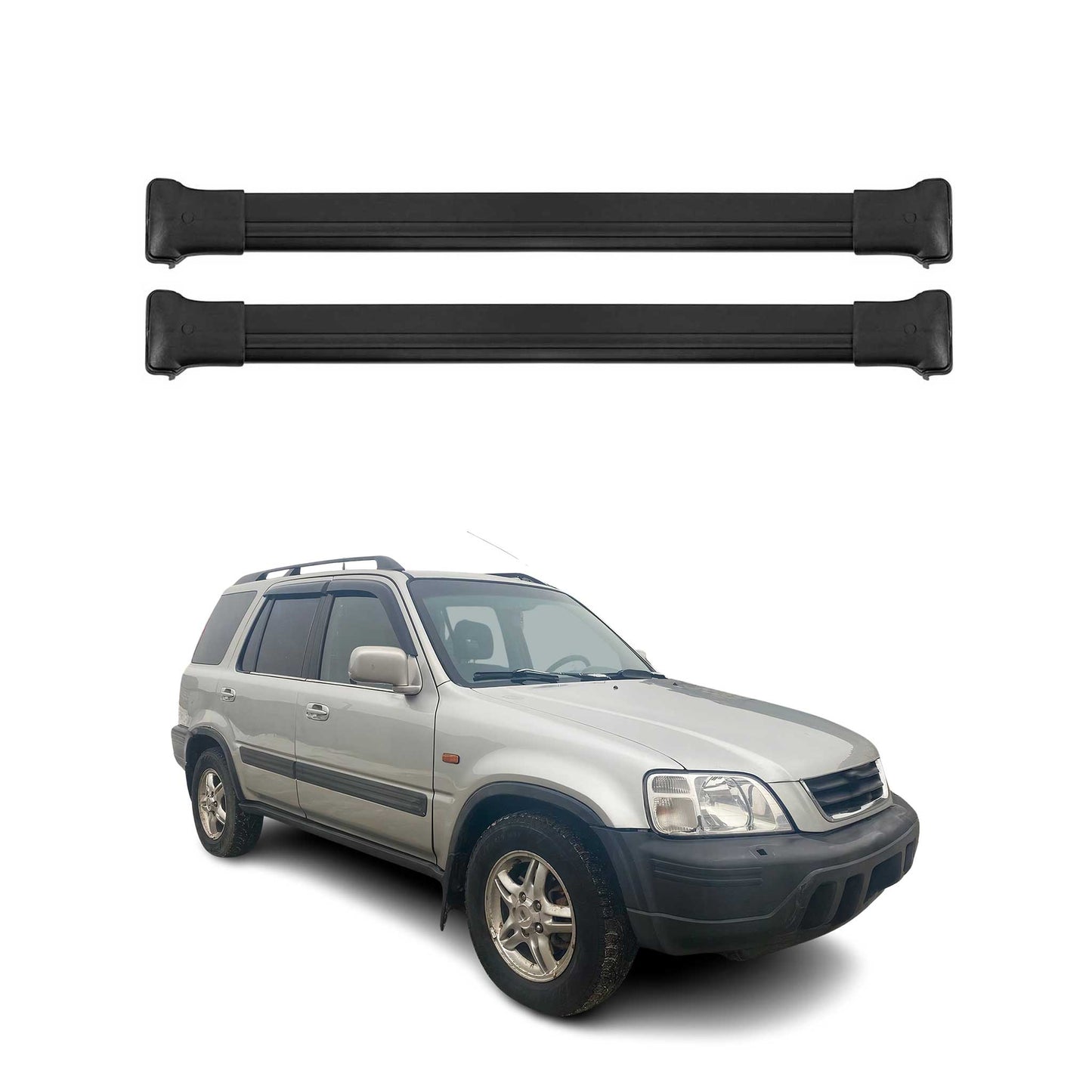 Dachträger Grundtäger für Honda CR-V mk1 1995-2001 75kg Aluminium Schwarz 2 tlg