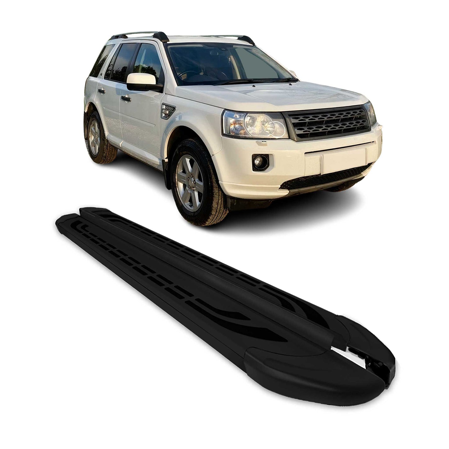 Praguri/scări laterale pentru Land Rover Freelander 2006-2015, aluminiu, negru