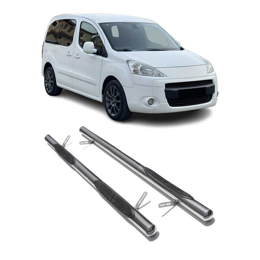 Praguri/praguri laterale din oțel pentru Peugeot Partner Tepee L1 2008-2018, argintii