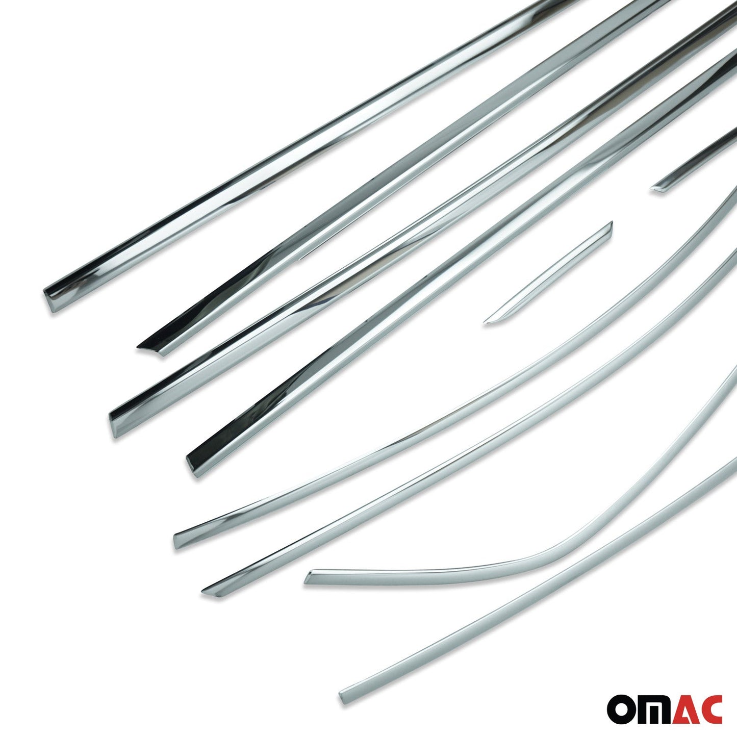 Benzi decorative pentru geamuri Renault Megane Sedan 2016-2025, oțel inoxidabil cromat, 12 buc.
