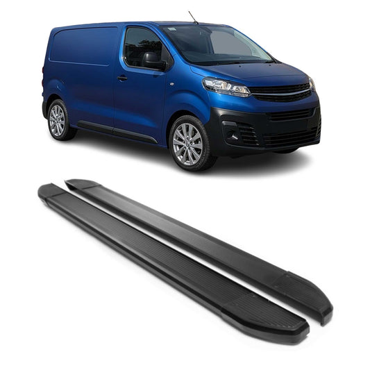 Praguri laterale/scarpe din aluminiu pentru Opel Vivaro 2019-2024 L3 lungi negru 2x