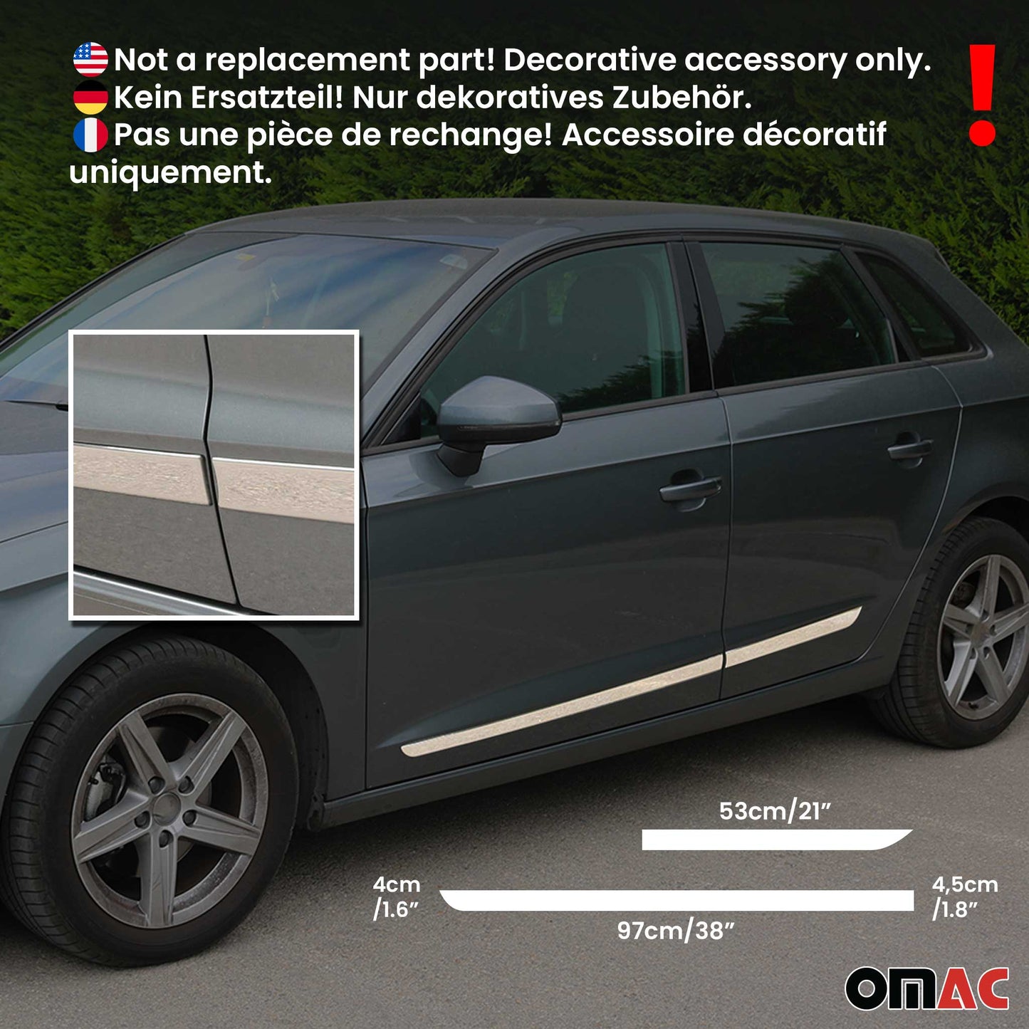 Türschutzleiste Seitentürleiste Türleisten für Nissan Pulsar 2013-2021 Chrom 4x