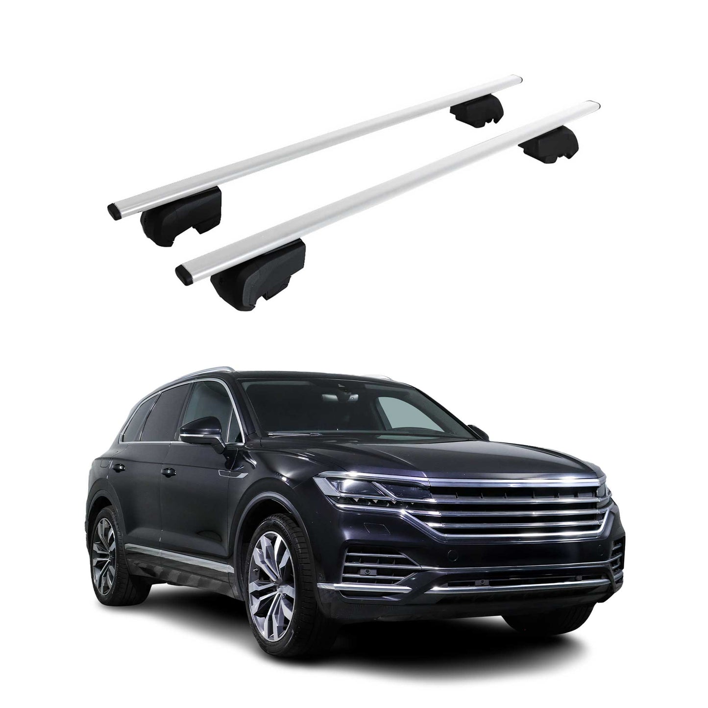 Portbagaj de plafon pentru VW Touareg mk3 2018-2023 Pre-FL 75kg Metal Argintiu 2x