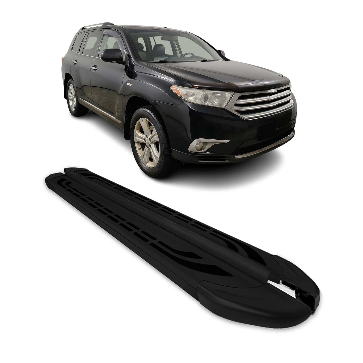 Trittbretter Schweller Seitenbretter für Toyota Highlander 2007-2013 Alu Schwarz