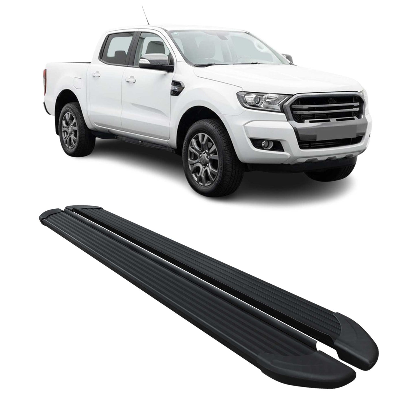 Listwy progowe/progi boczne do Forda Ranger Double Cab 2012-2022, czarne aluminium