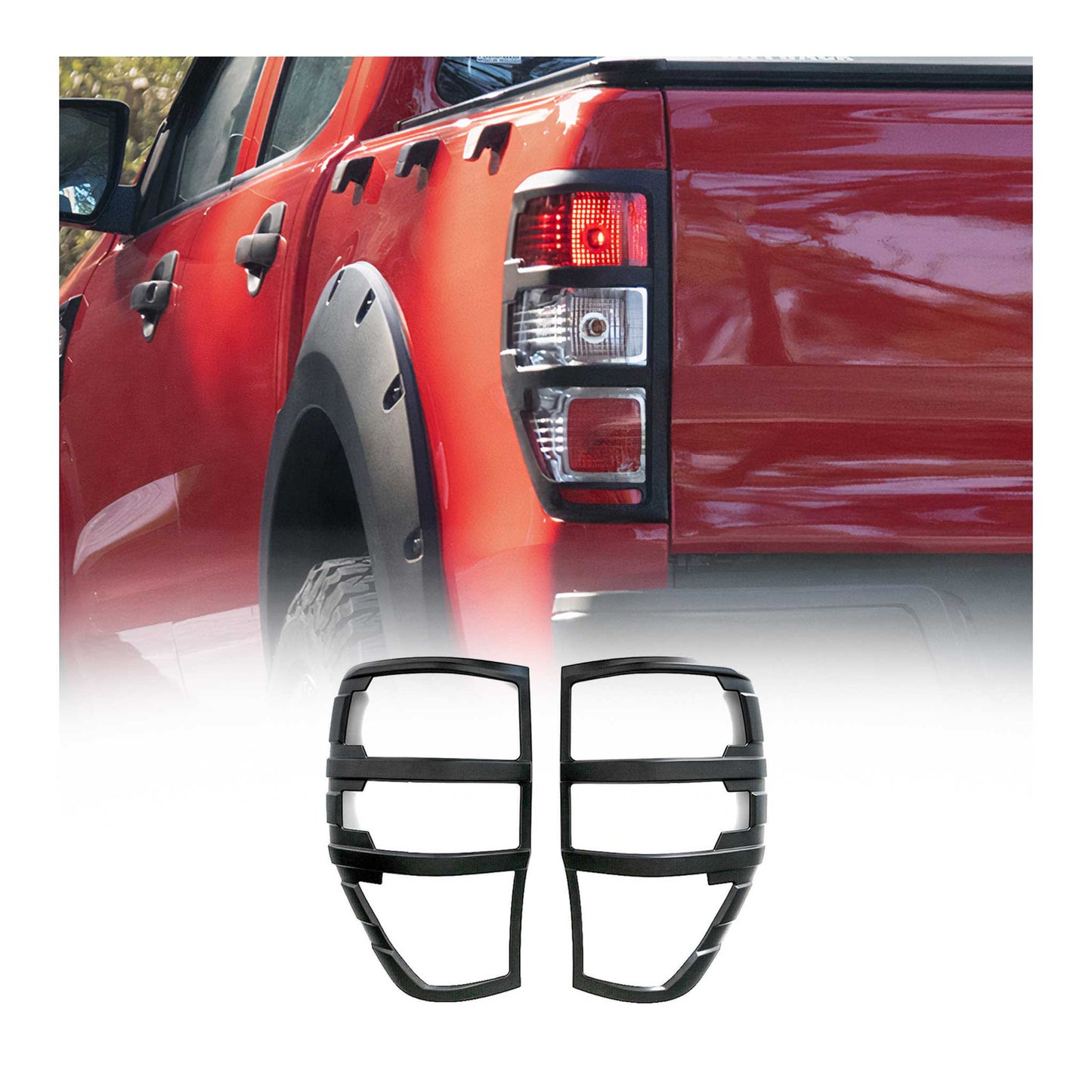 Rücklicht Leisten Heckleuchte für Ford Ranger 2011-2024 Chrom ABS Dunkel 2tlg