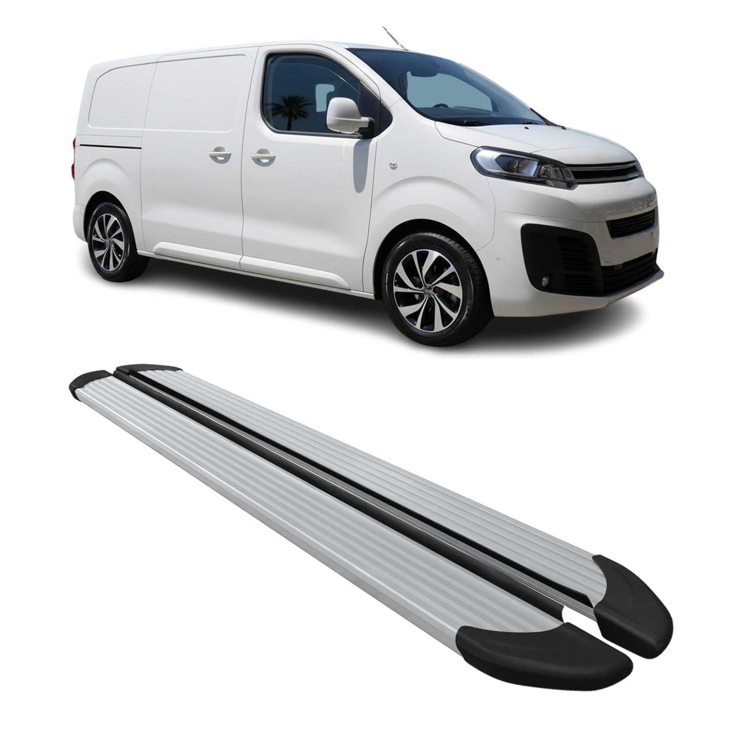 Seitenschweller Trittbretter Schweller für Citroen Jumpy 2016-2025 L1 Alu Grau