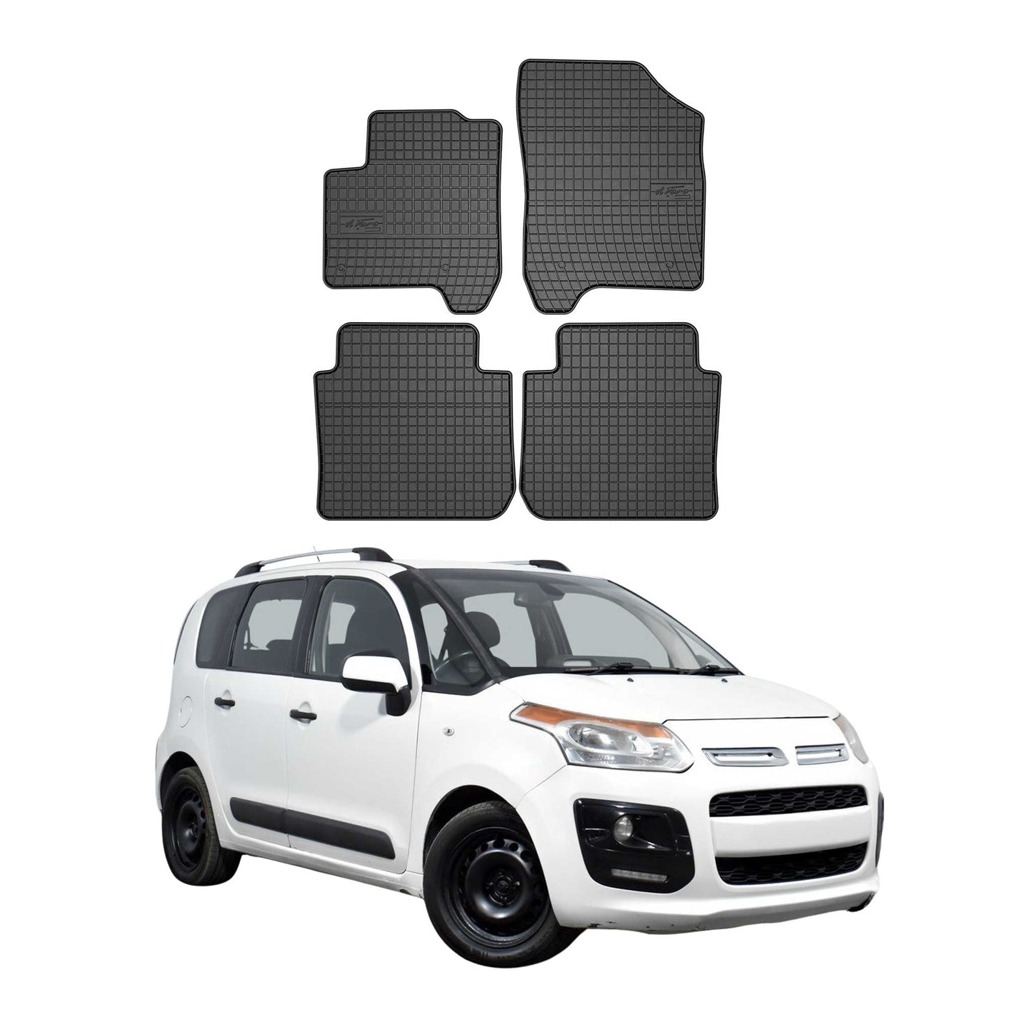2008-2017 Citroen C3 Picasso Fußmatten Gummi Schwarz 4 tlg