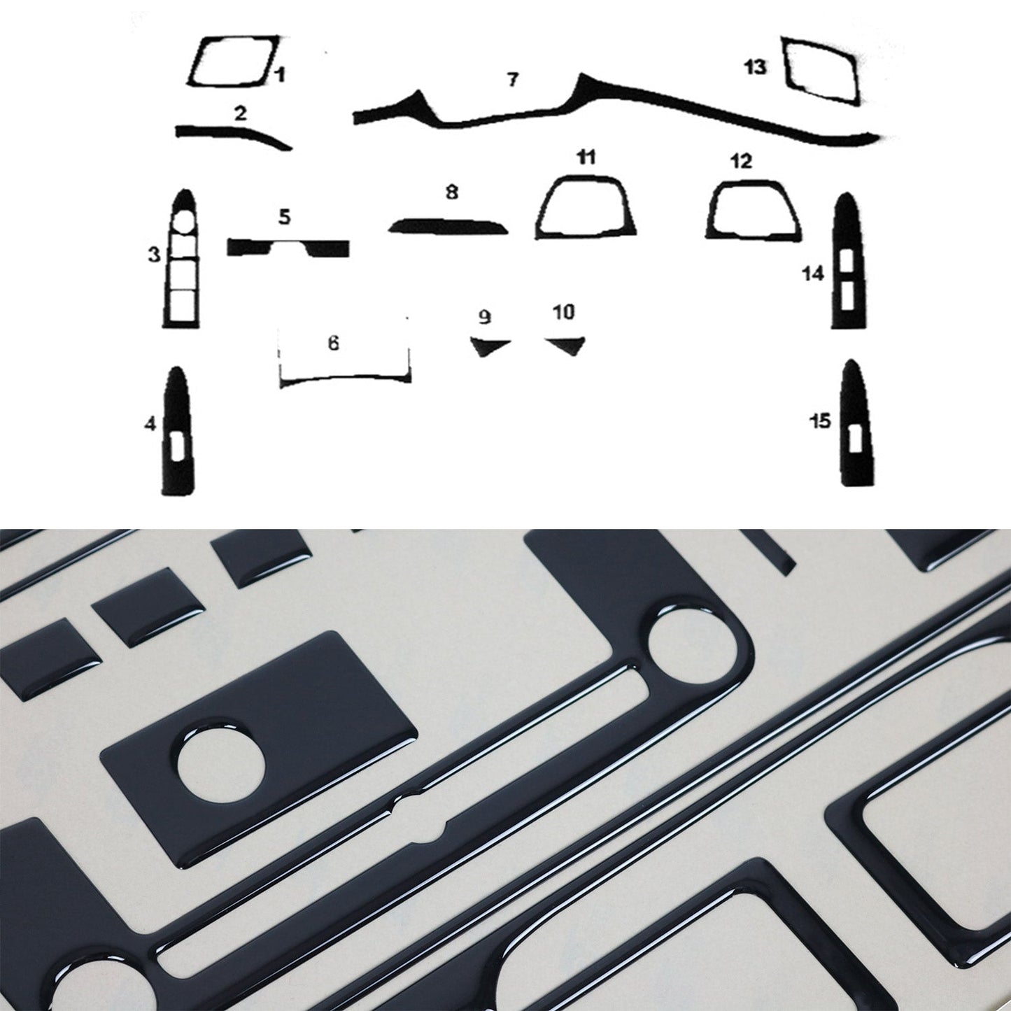 Innenraum Dekor Cockpit für Kia Sportage 2010-2015 Piano Schwarz Optik 15tlg