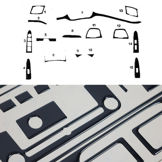 Ornamente interioare pentru cockpit pentru Kia Sportage 2010-2015, aspect negru piano, 15 bucăți