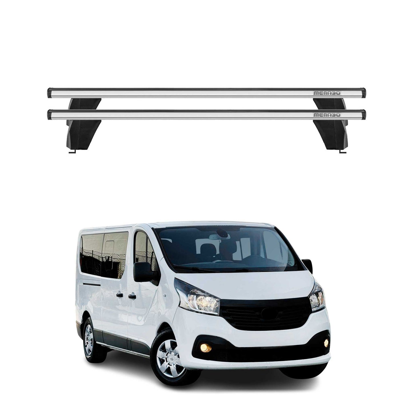 Menabo Dachträger Grundtäger für Opel Combo D 2011-2018 75kg Alu Silber 2 tlg