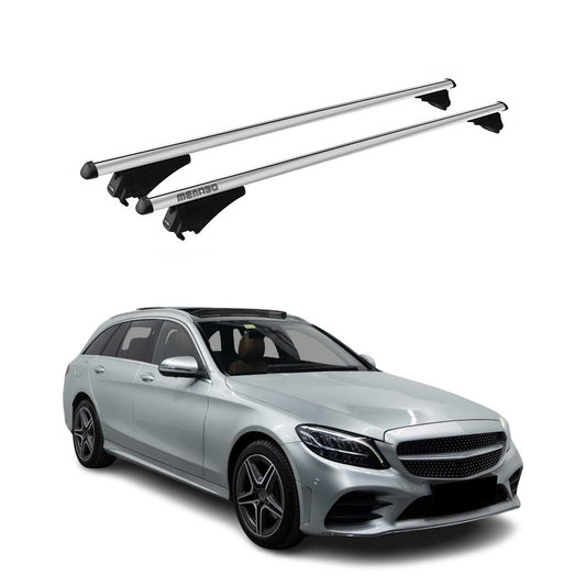Menabo Dachträger für Mercedes C Klasse S205 Kombi 2015-2021 75kg Alu Silber 2x
