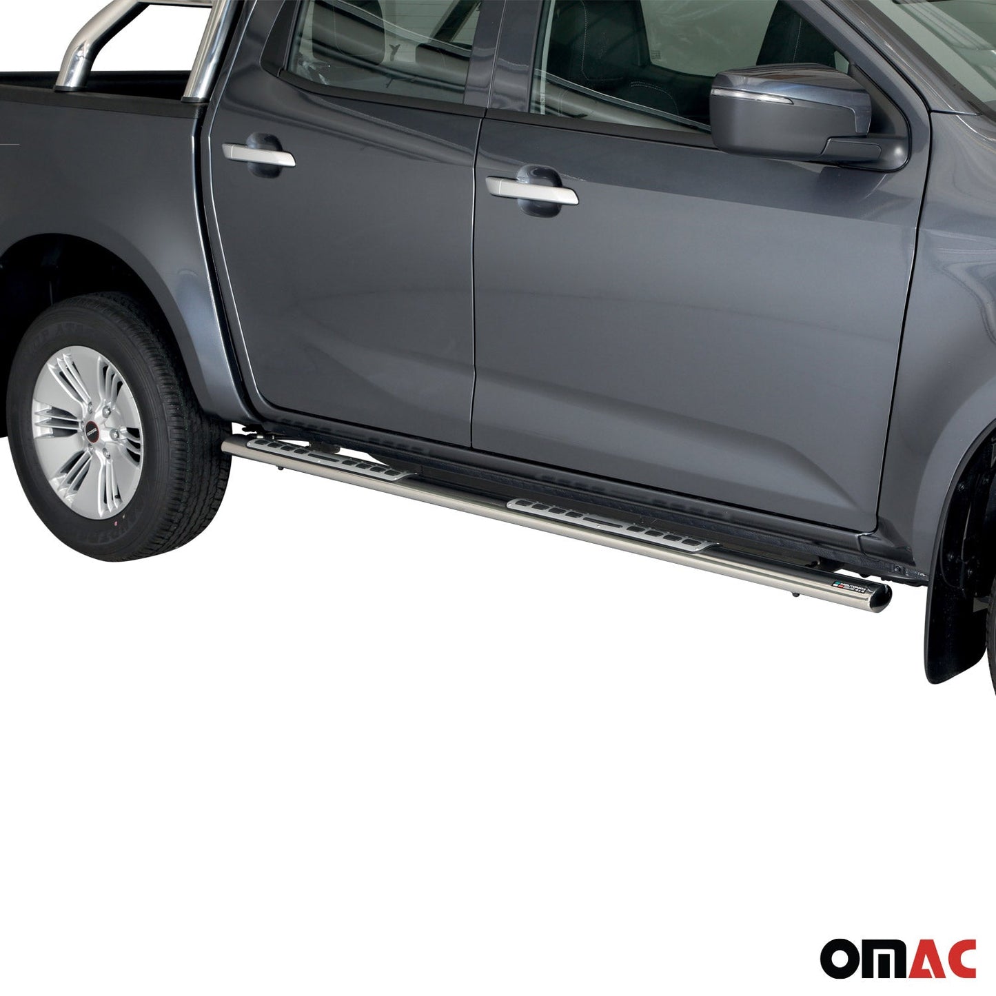 Stahl Seitenschweller Schwellerrohre für Isuzu D-Max Double Cab 2020-2025 Grau