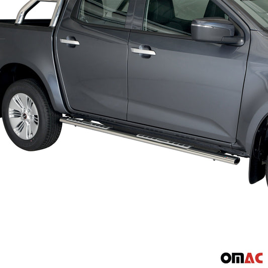 Stahl Seitenschweller Schwellerrohre für Isuzu D-Max Double Cab 2020-2025 Grau