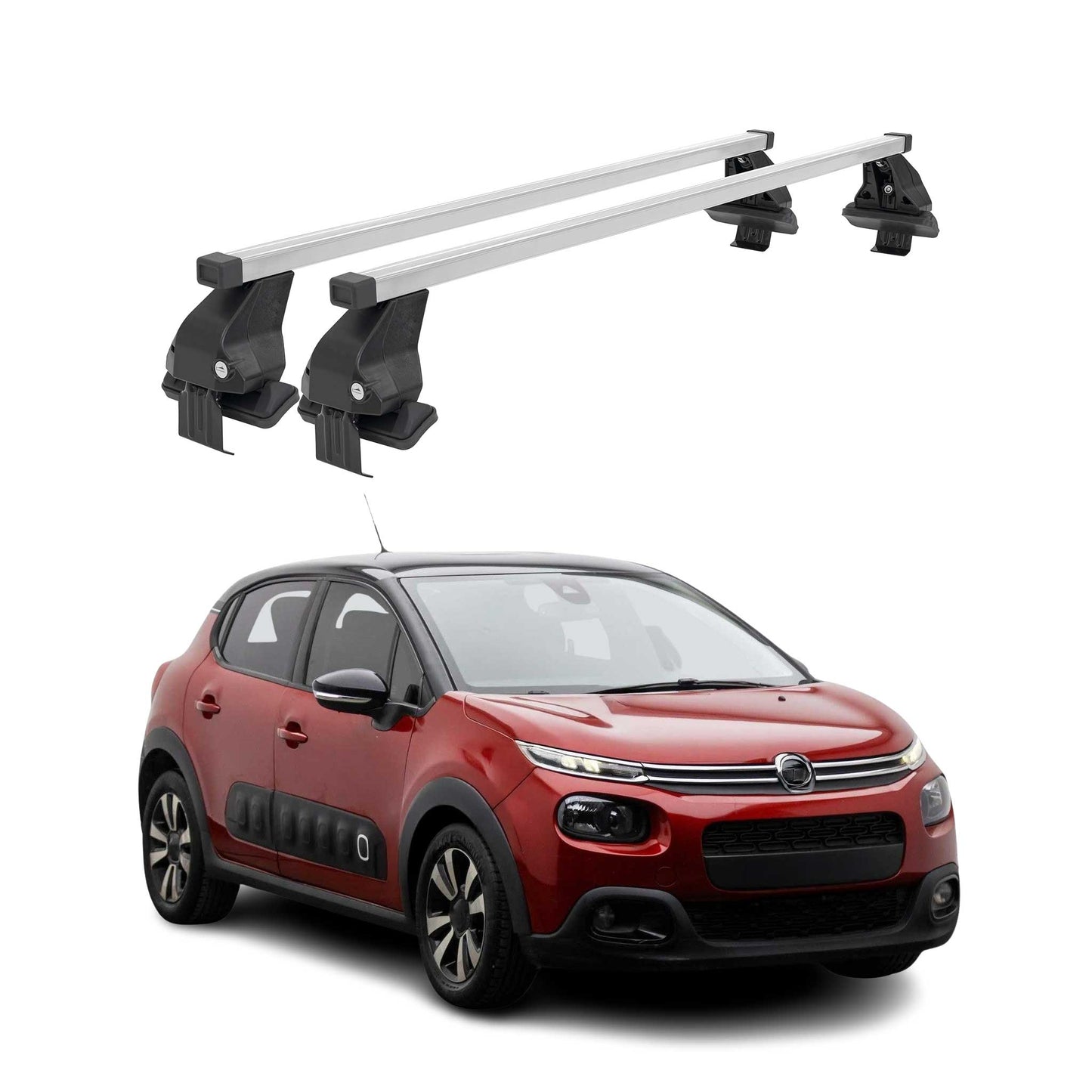 Menabo Dachträger Grundtäger für Citroen C3 2016-2024 50kg Stahl Silber 2 tlg