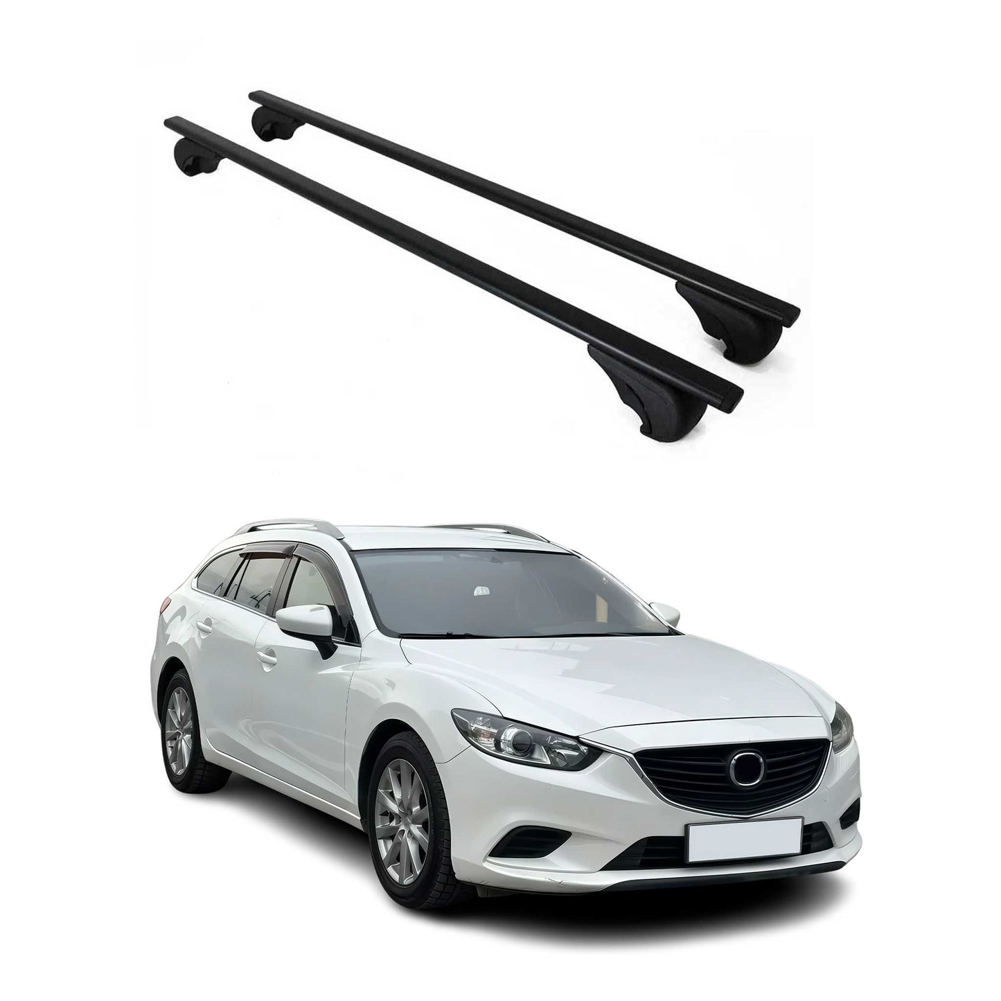 Portbagaj de plafon pentru Mazda 6 Estate 2012-2017 75kg, negru metalic, 2 buc.