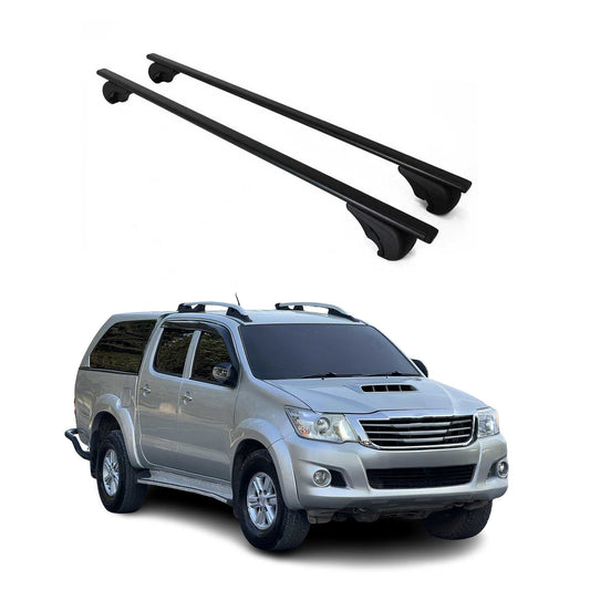 Portbagaj de plafon pentru Toyota Hilux N10 2005-2015 75kg, negru metalic, 2 buc.