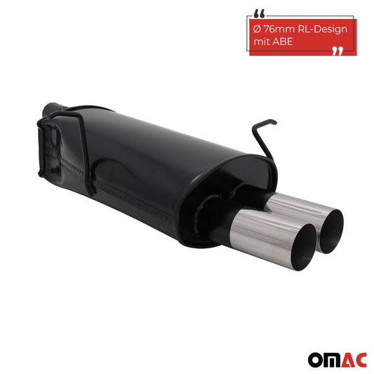 Sportowy układ wydechowy Novus do BMW E46, tłumik tylny RL-Design 2x76mm z homologacją ABE (niemiecka).