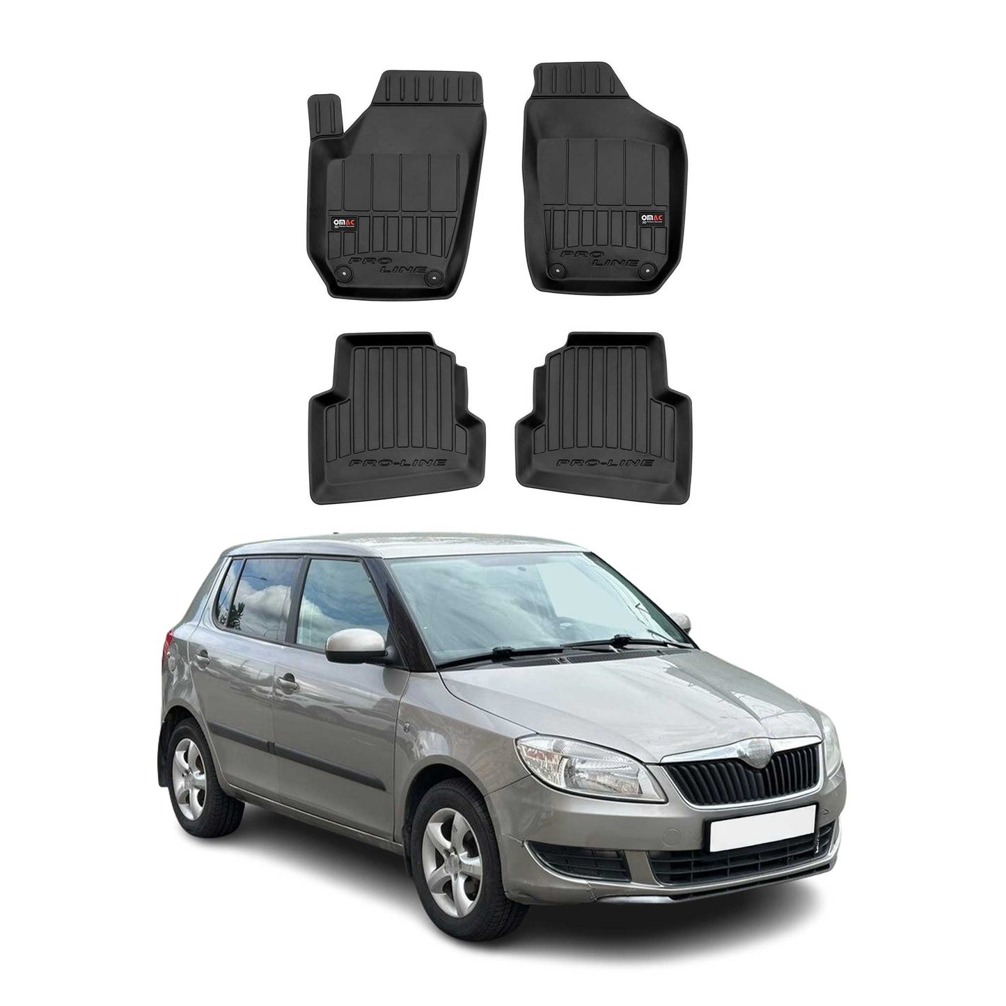 OMAC Gummi Fußmatten für Skoda Fabia 2 2006-2014 Premium TPE Automatten 4tlg
