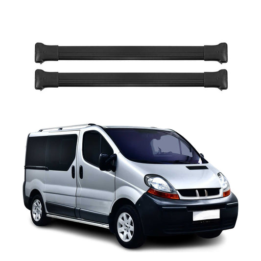 Portbagaj de plafon pentru Renault Trafic mk2 2001-2014 75kg aluminiu negru 2 piese