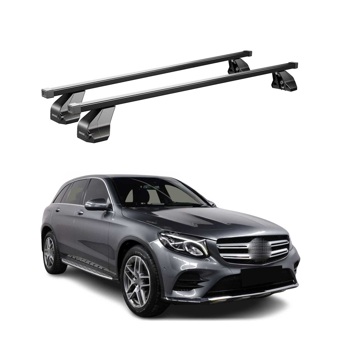 Menabo Dachträger Grundtäger für Mercedes GLC C253 2015-2020 75kg Stahl Schwarz