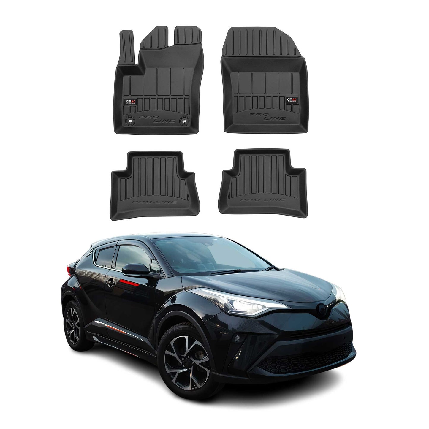 2016-2024 Toyota C-HR Fußmatten TPE Schwarz 4 tlg