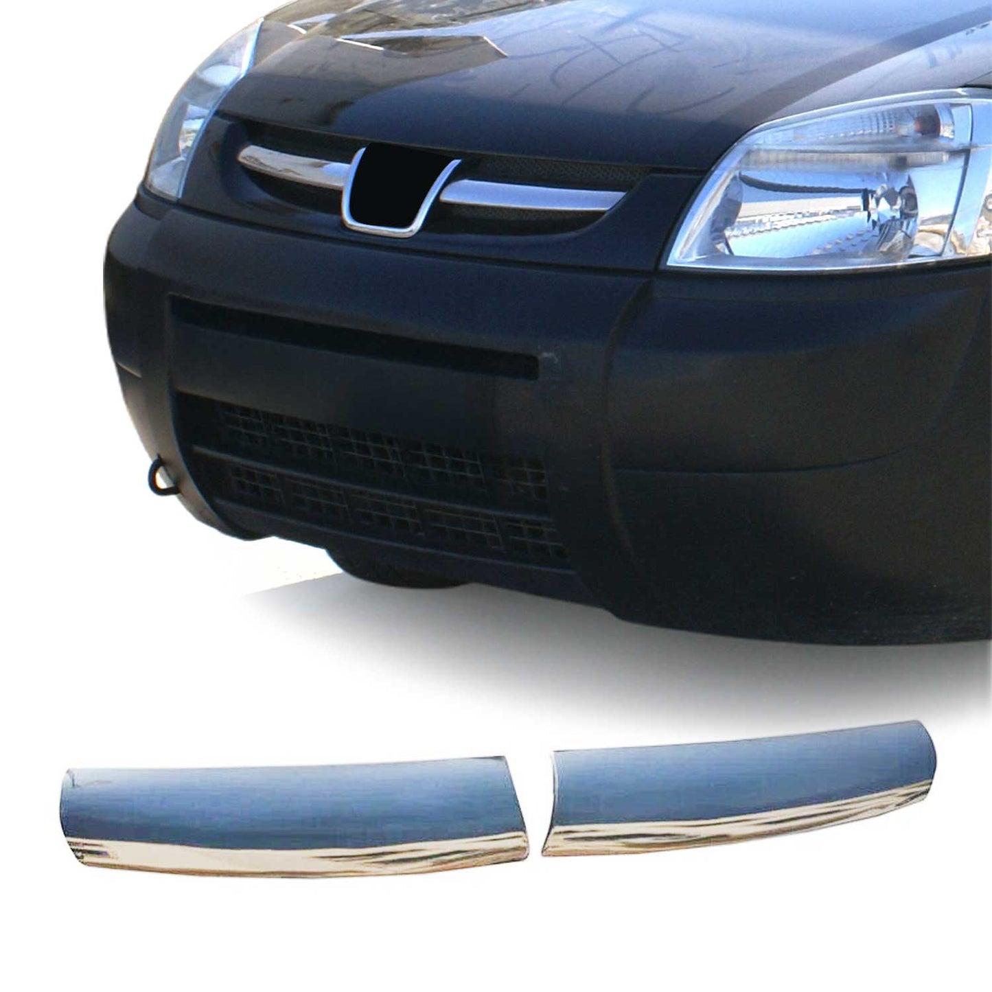 Kühlergrill Leisten Grillleisten für Peugeot Partner 2003-2009 Chrom Silber 2x