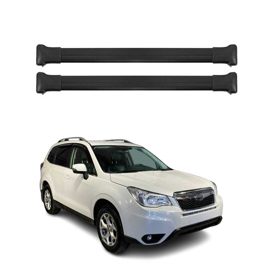 Portbagaj de plafon pentru Subaru Forester mk4 2013-2018 75kg aluminiu negru 2 piese