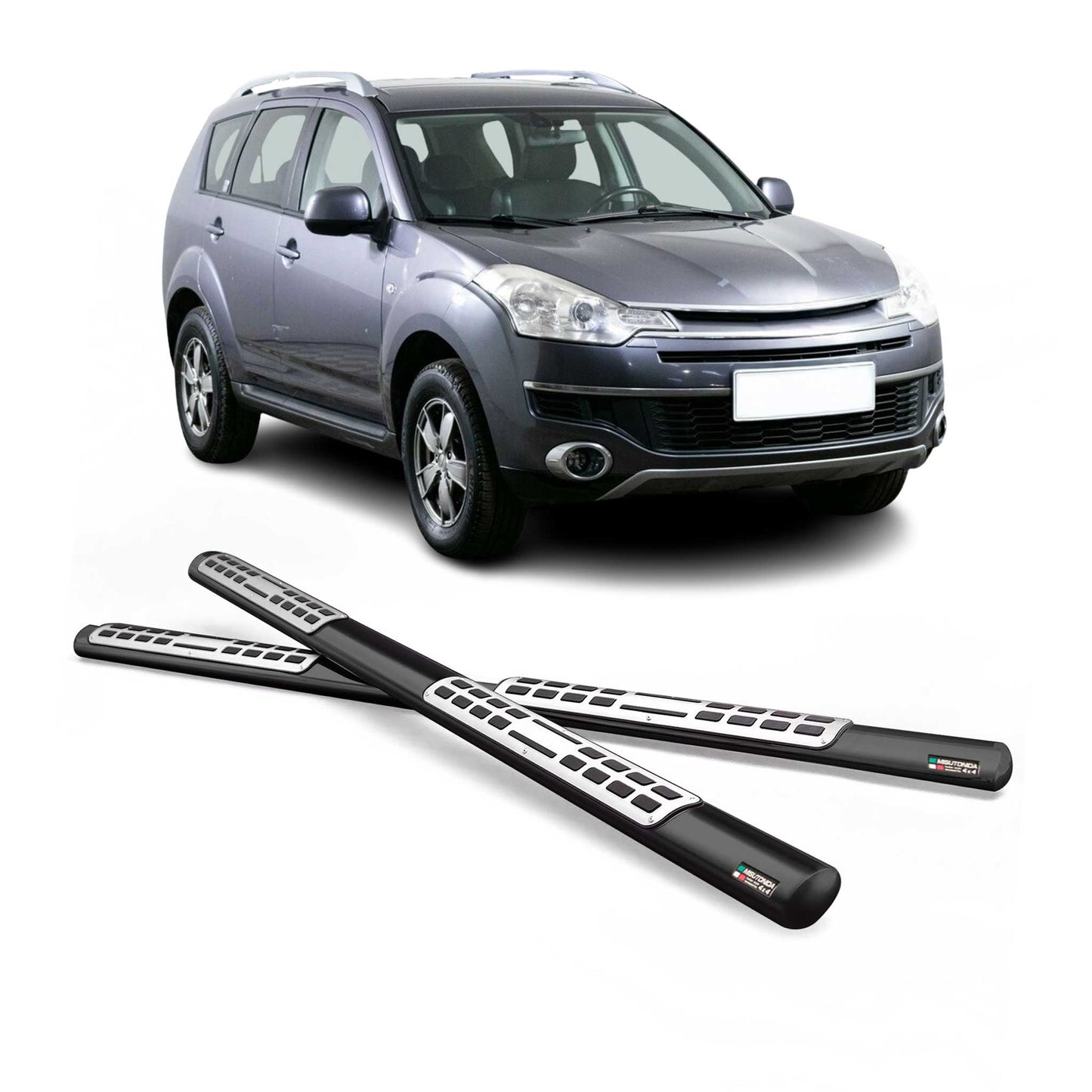 Edelstahl Seitenschweller Schwellerrohre für Citroen C-Crosser 2008-2012 Schwarz