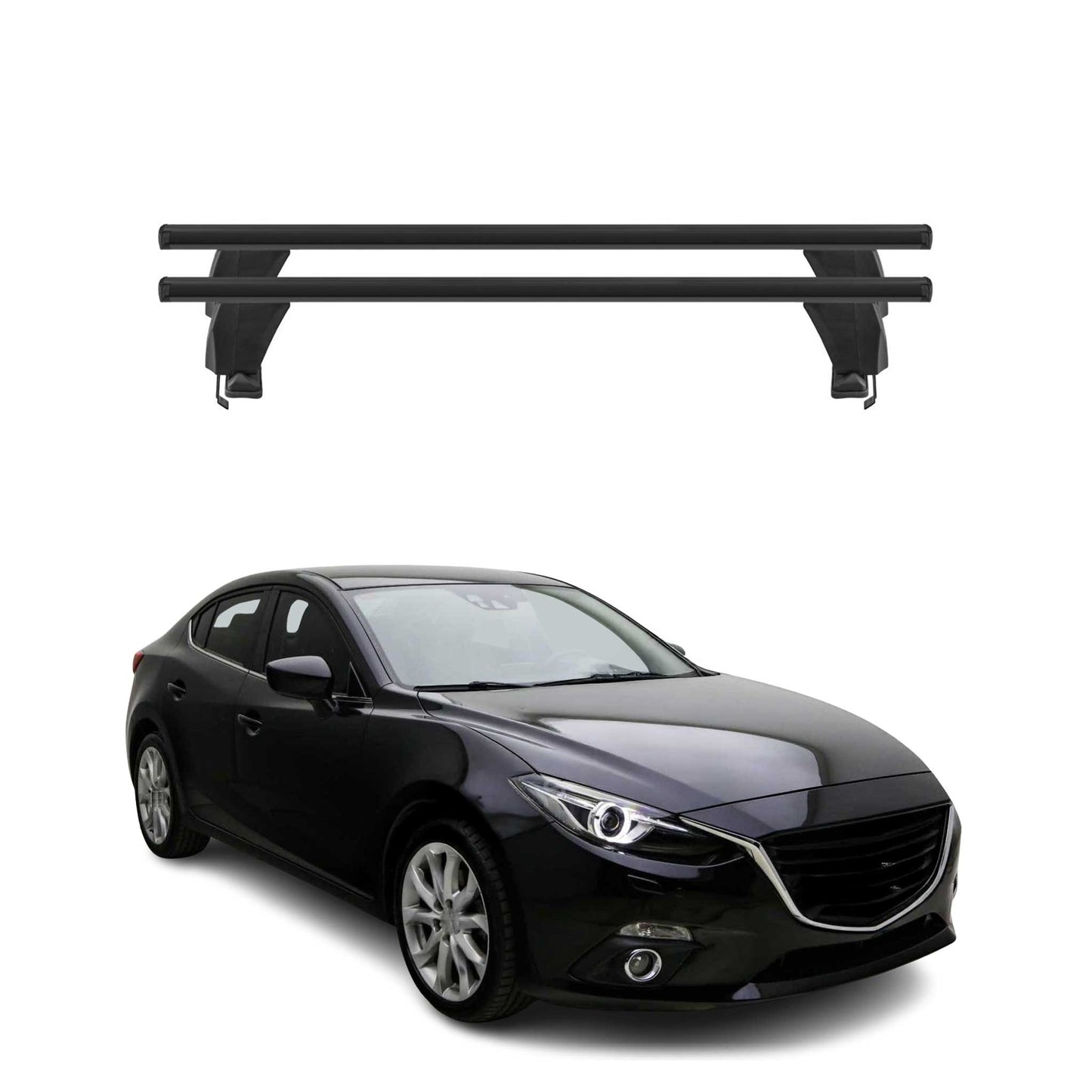 Menabo Dachträger Grundtäger für Mazda 3 BM 2013-2019 50kg Alu Schwarz 2 tlg