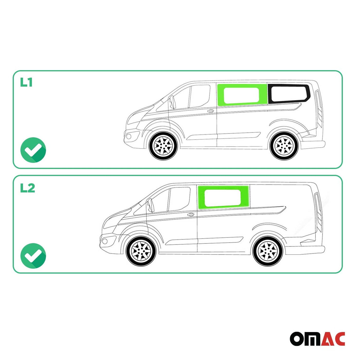 Seitenfenster Auto Fenster für Ford Transit Custom 2013-2024 Links L1 L2 Schwarz