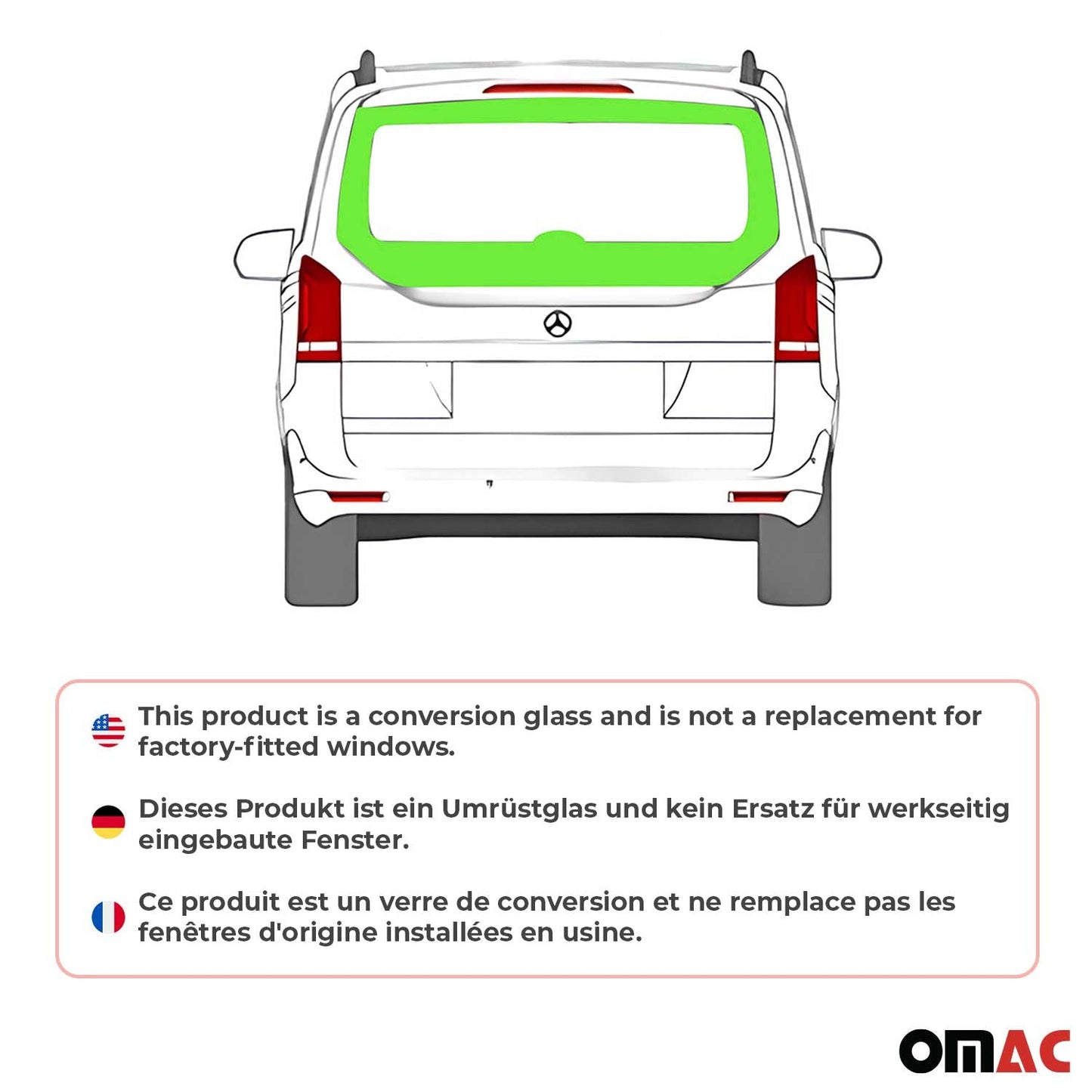 Heckscheibe Heckklappenfenster für Mercedes Vito W447 2014-2025 L2 L3 Schwarz