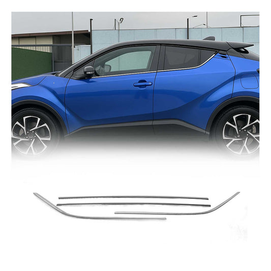 Benzi decorative pentru geamuri pentru Toyota C-HR 2016-2022, oțel inoxidabil cromat, 4 bucăți