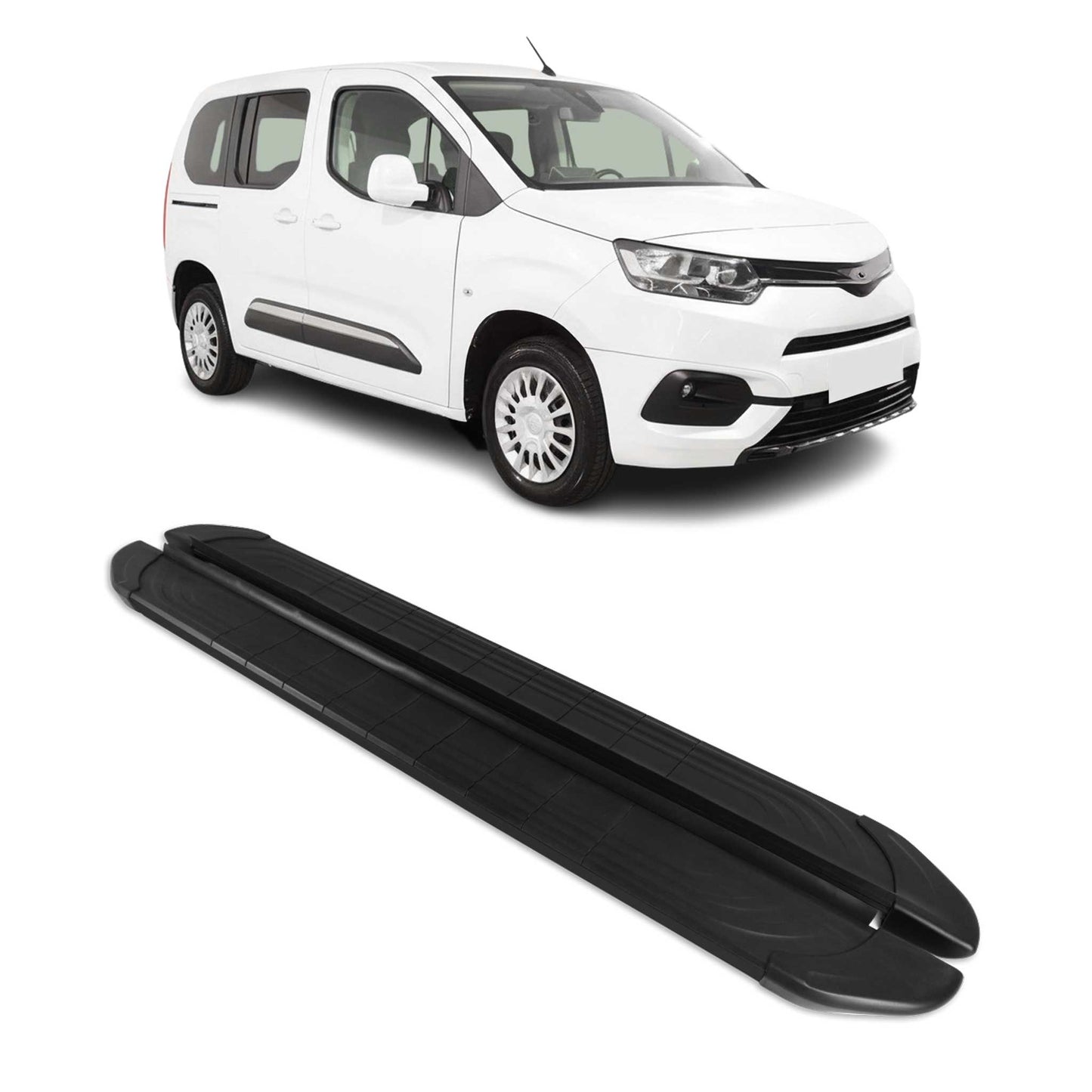 Trittbretter Seitenschweller für Toyota Proace City 2019-25 Kombi L1 Schwarz Alu