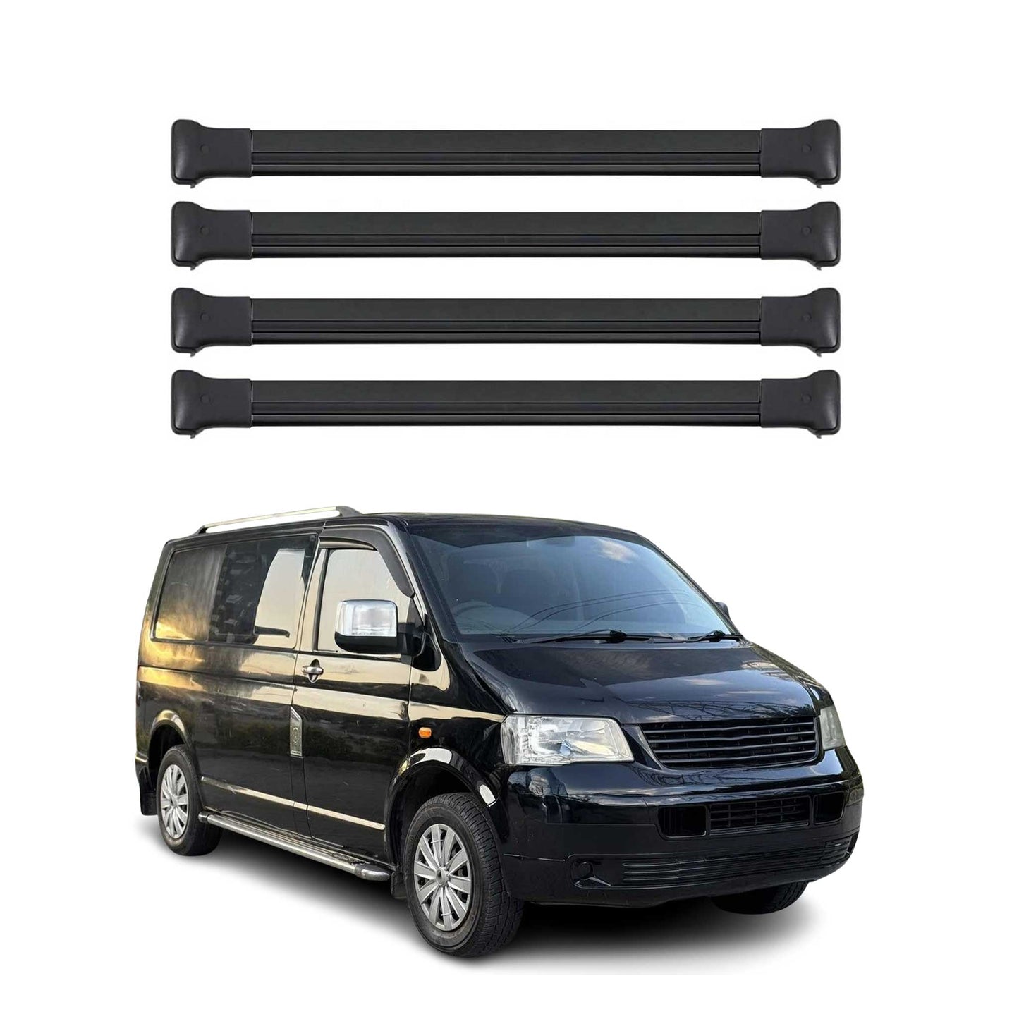 Portbagaj de plafon pentru VW Transporter T5 2003-2015 75kg aluminiu negru 4 buc
