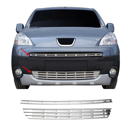 Benzi grilă radiator pentru Peugeot Partner Tepee 2008-2015, cromate, 2x