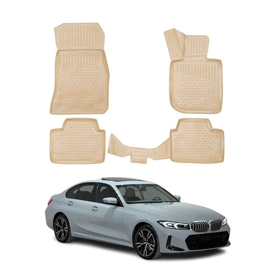 2019-2025 BMW 3er Limo Touring G20 G21 Fußmatten Gummi Beige 4 tlg