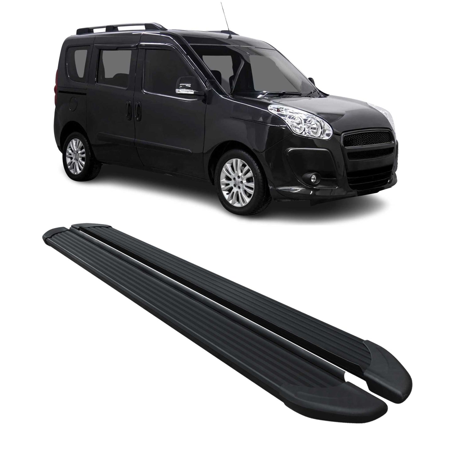Seitenschweller Trittbretter Schweller für Fiat Doblo L1 2010-2024 Alu Schwarz
