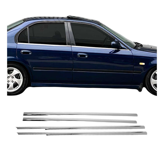 Benzi decorative geamuri pentru Honda Civic 6 Saloon 1998-2002, oțel inoxidabil, 4 bucăți