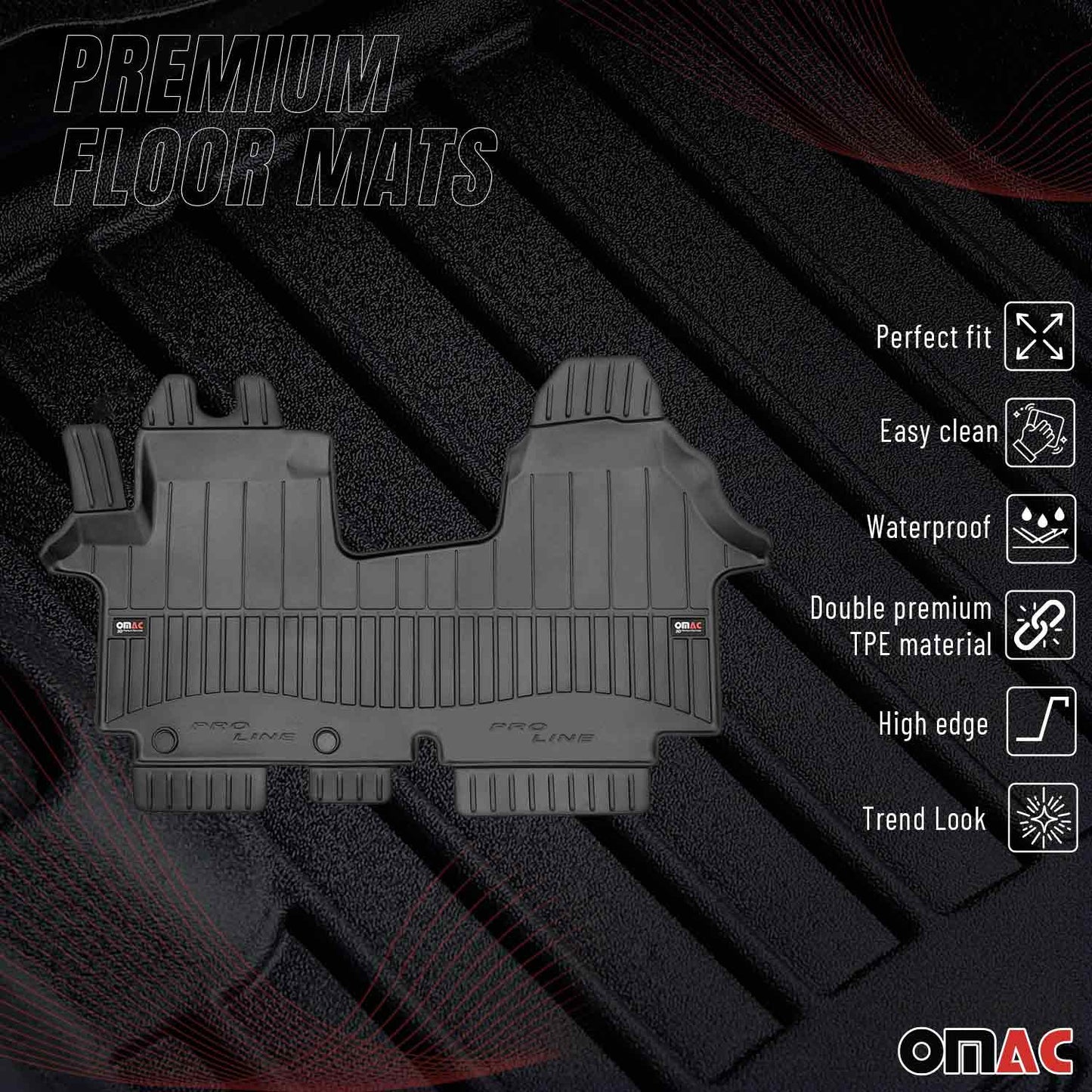 OMAC Gummi Fußmatten für Renault Trafic 2001-2014 Premium TPE Automatten 1tlg